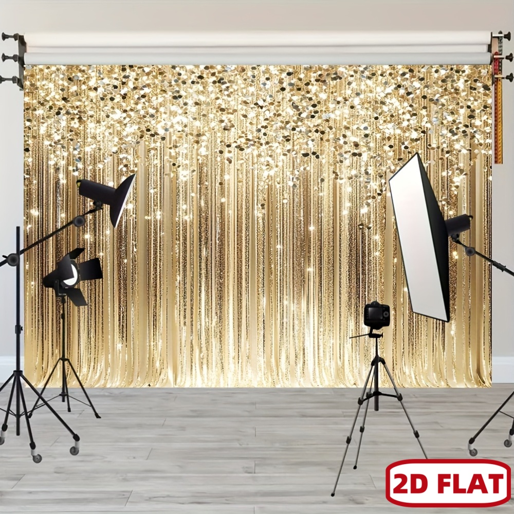 Wedding Backdrop Curtain - Gold Sequin Curtain 2D Flat Photography
