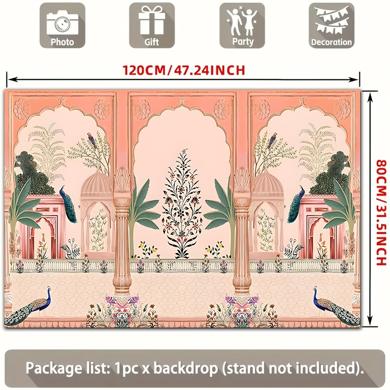 Ornate Mughal Floral Peacock B - огляд і ціна Wedding Backdrop Curtain