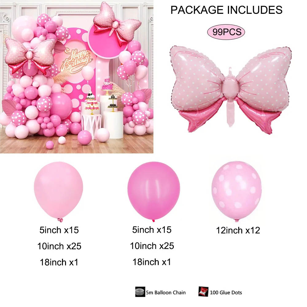 99pcs Pink Bow Minnie Foil Bal - огляд і ціна Wedding Day Supply Kit